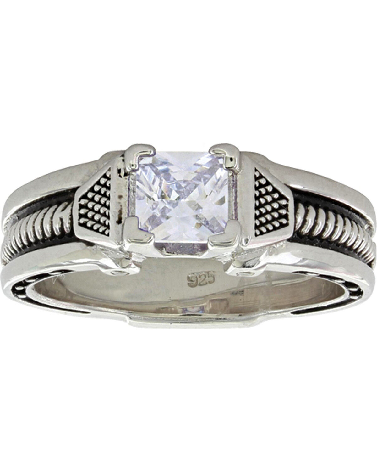 Image #1 - Montana Silversmiths Women's Silver Single Stone Horseshoe Nail Ring, Silver, hi-res