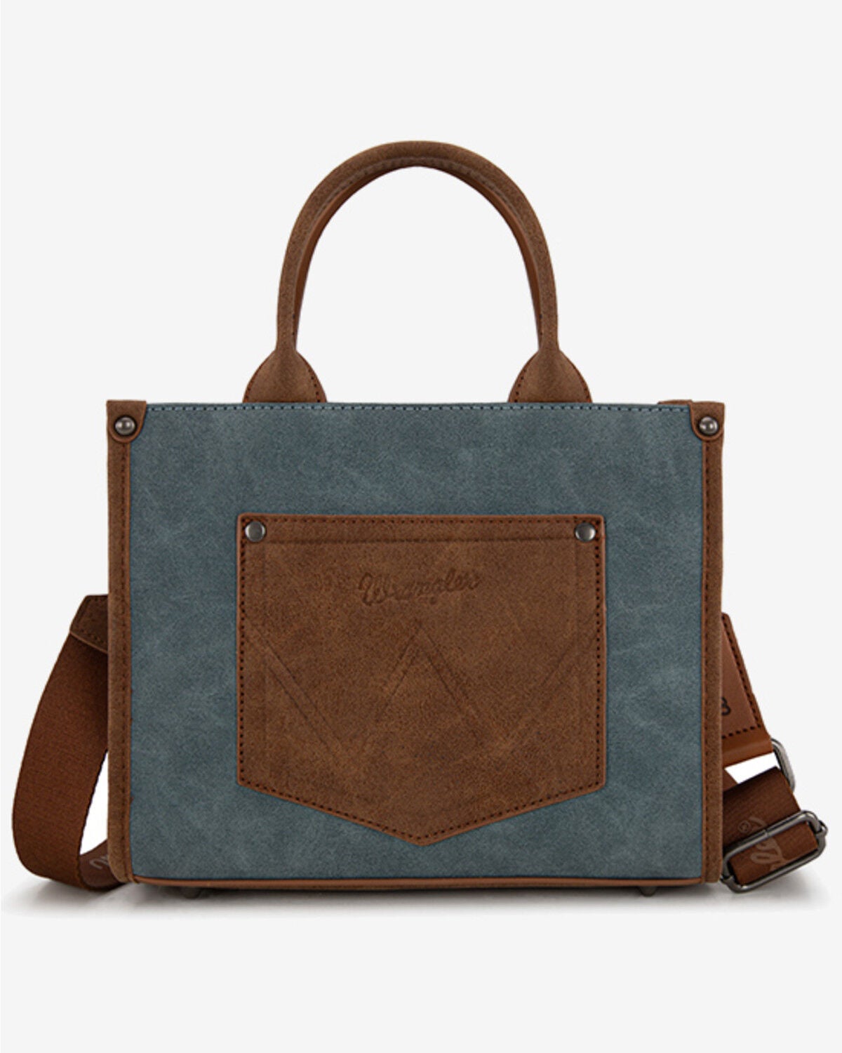 Image #3 - Wrangler Women's Buckle Crossbody Carry Large Tote, Dark Wash, hi-res