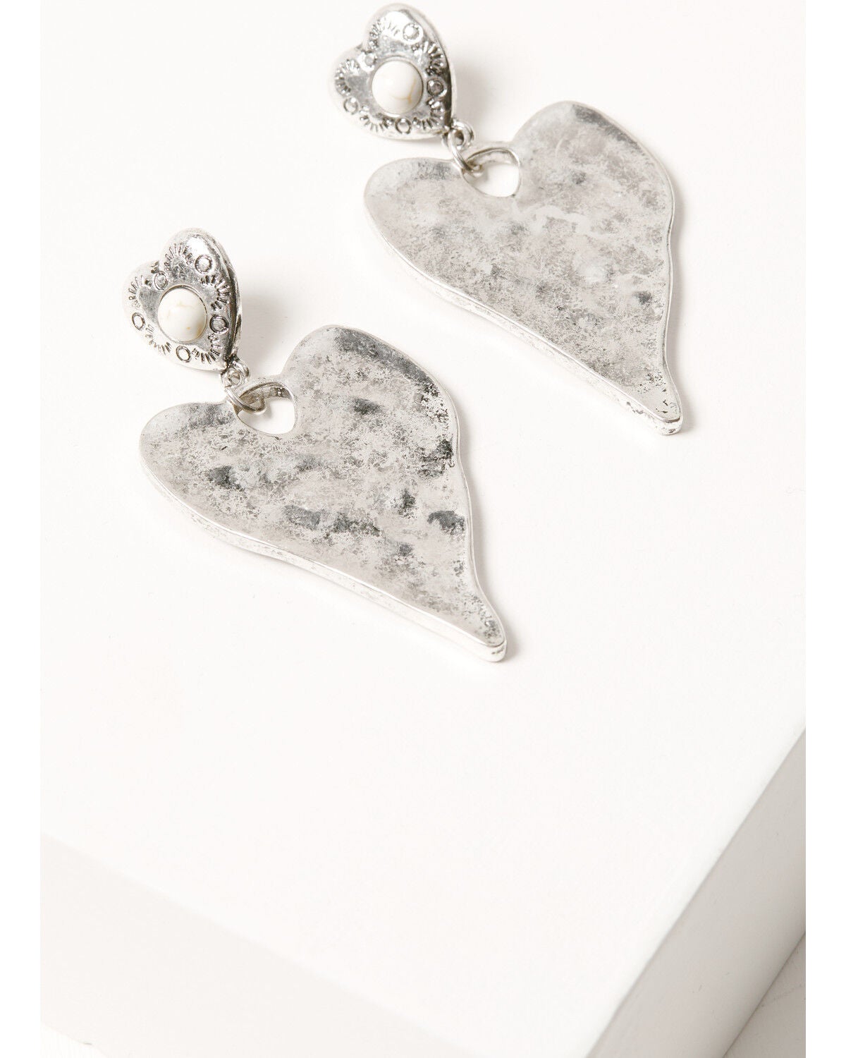 Shyanne Women's Heart Statement Earrings, Silver, hi-res