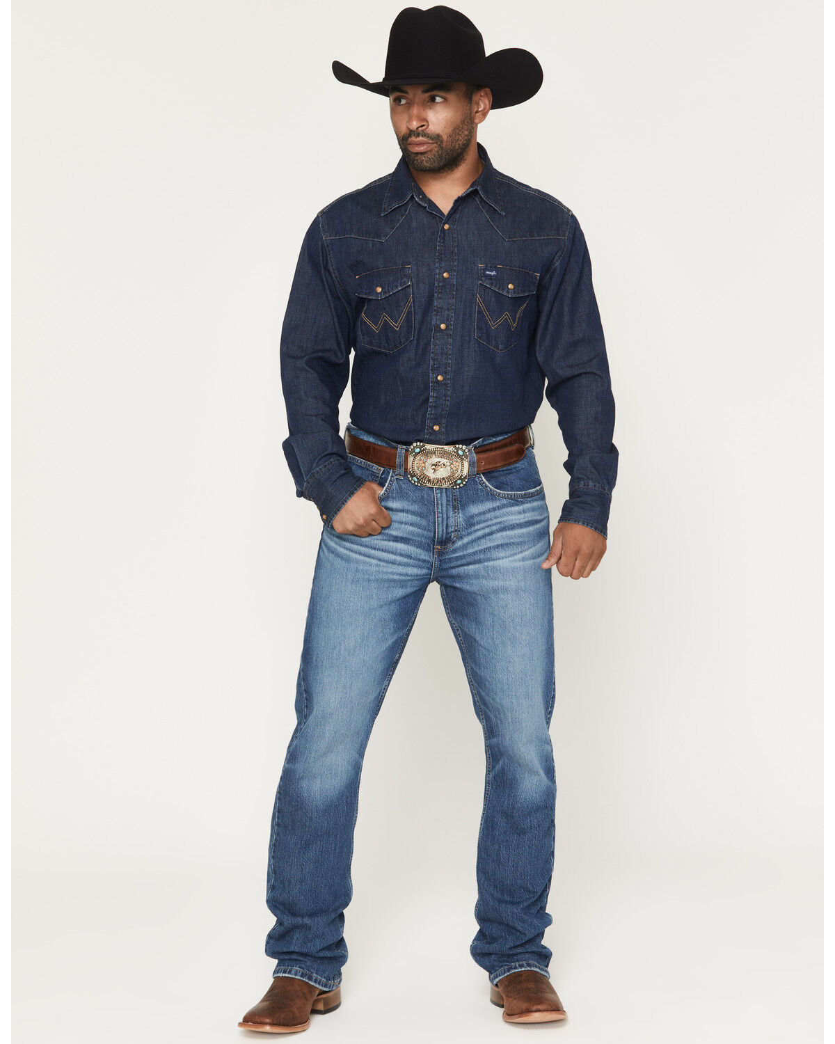 Image #1 - Wrangler 20X Men's 42MWX Chandler Medium Wash Vintage Bootcut Stretch Denim Jeans, Medium Wash, hi-res