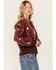 Image #3 - Shyanne Women's Cropped Southwestern Print Fringe Sweater , Mahogany, hi-res