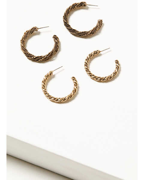 Image #1 - Shyanne Women's Summer Moon Antique Hoop Earring Set , Gold, hi-res