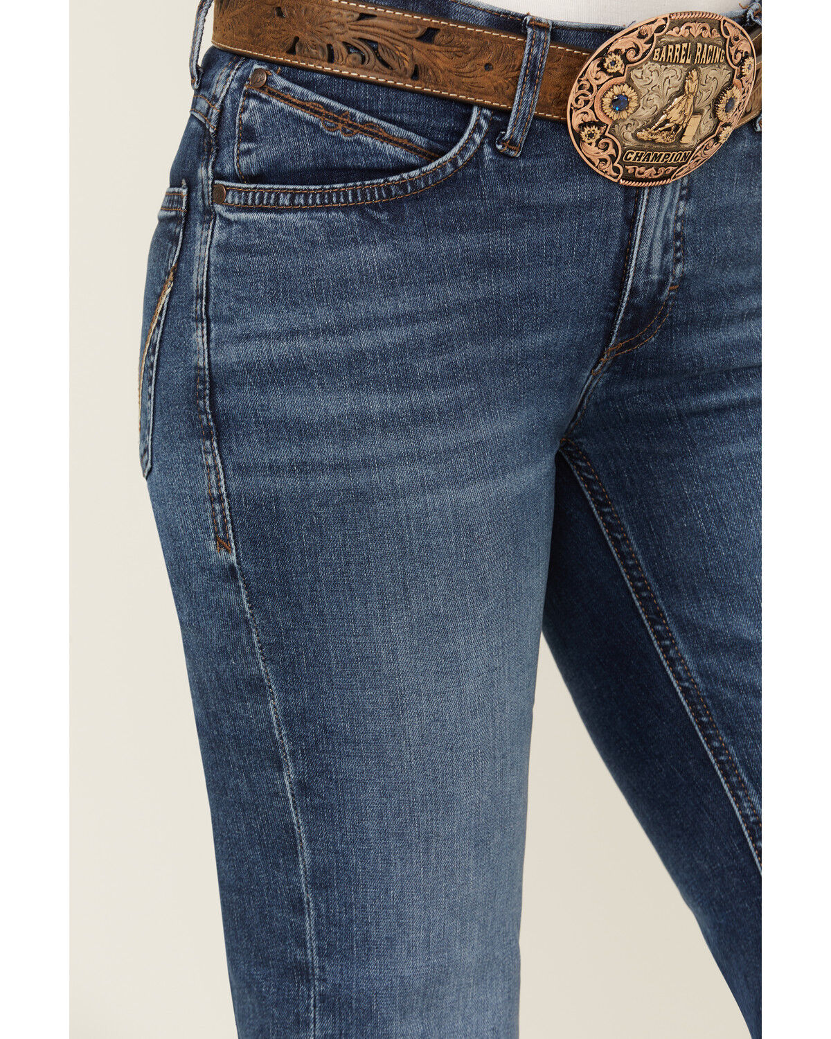 Image #2 - Wrangler Women's Parker Dark Wash Mid Rise Ultimate Riding Trouser Stretch Denim Jeans, Dark Wash, hi-res