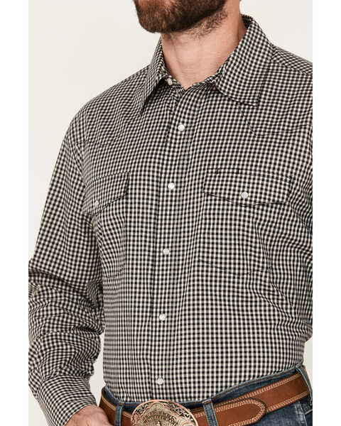 Image #3 - Wrangler Men's Plaid Print Long Sleeve Pearl Snap Western Shirt, Black, hi-res