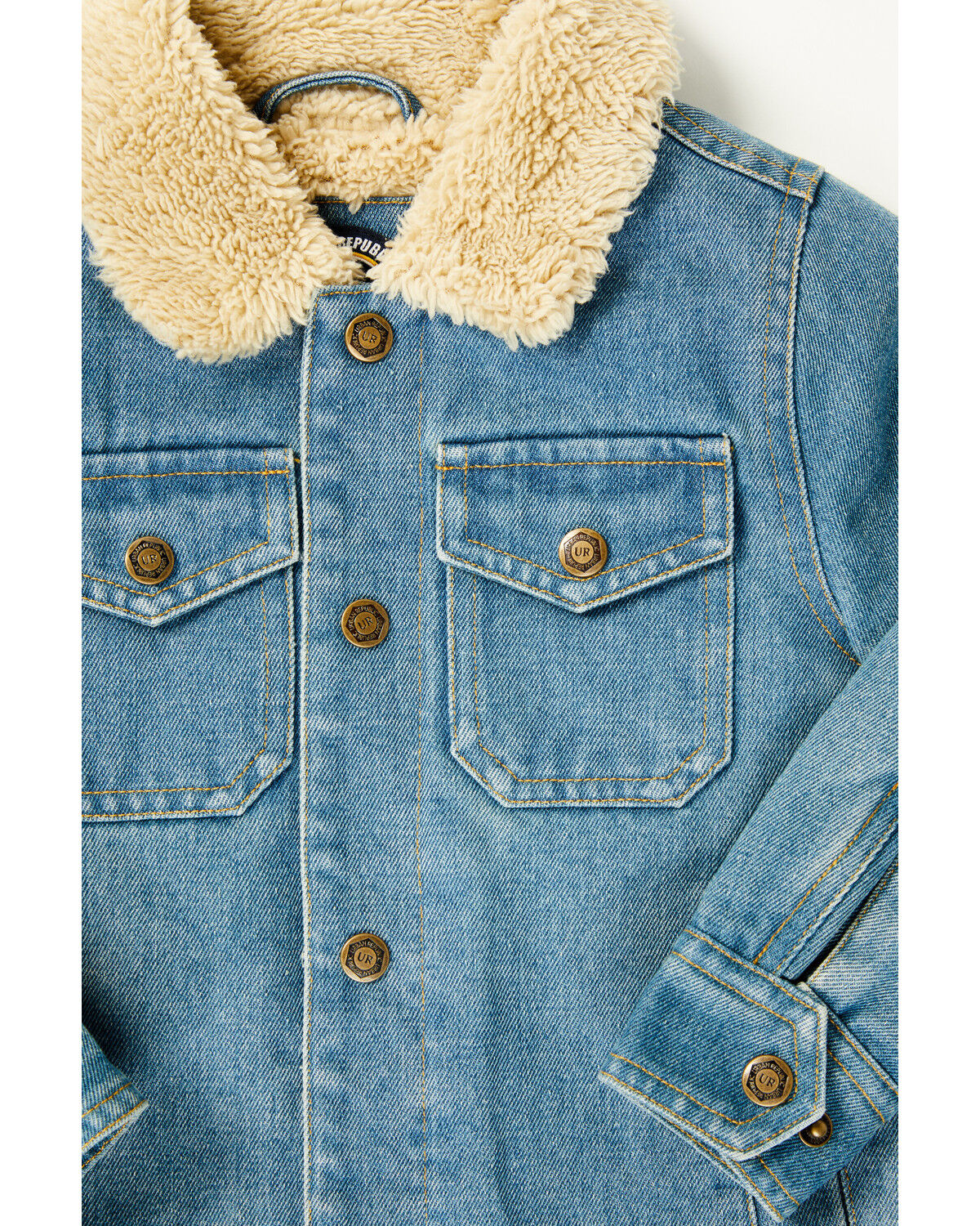 Image #2 - Urban Republic Toddler Boys' Sherpa Lined Denim Jacket, Blue, hi-res
