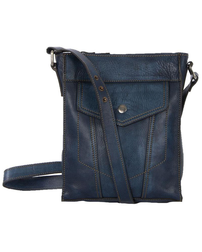 STS Ranchwear Women's Denim Leather Crossbody, Blue, hi-res