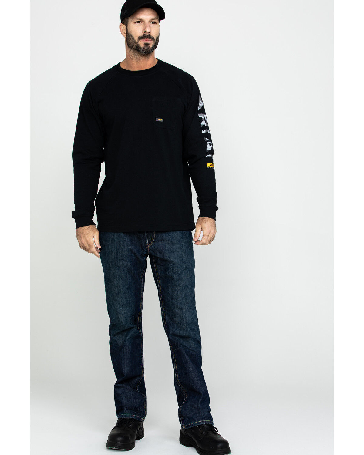 Image #6 - Ariat Men's Black Rebar Cotton Strong Graphic Long Sleeve Work Shirt - Big & Tall, Black, hi-res