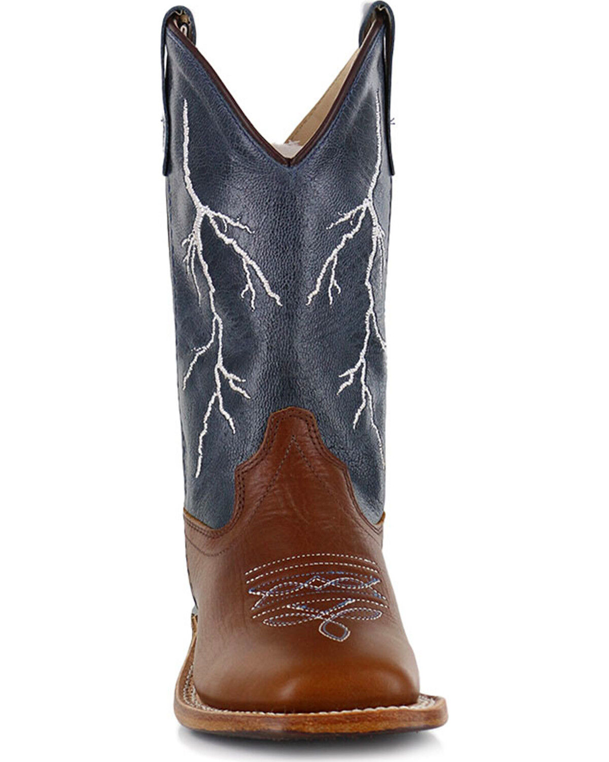 Image #4 - Cody James Boys' Lightening Embroidered Western Boots - Square Toe, Brown, hi-res