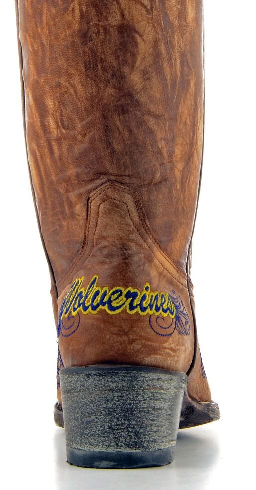 Gameday University of Michigan Cowgirl Boots - Pointed Toe, Brass, hi-res