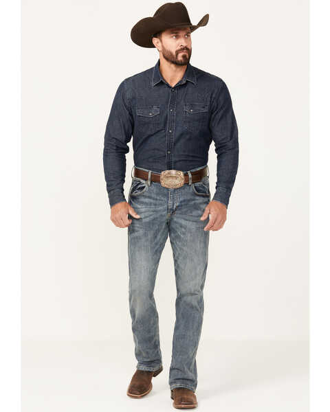 Image #1 - Wrangler Retro Men's Slim Fit Bootcut Jeans , Blue, hi-res