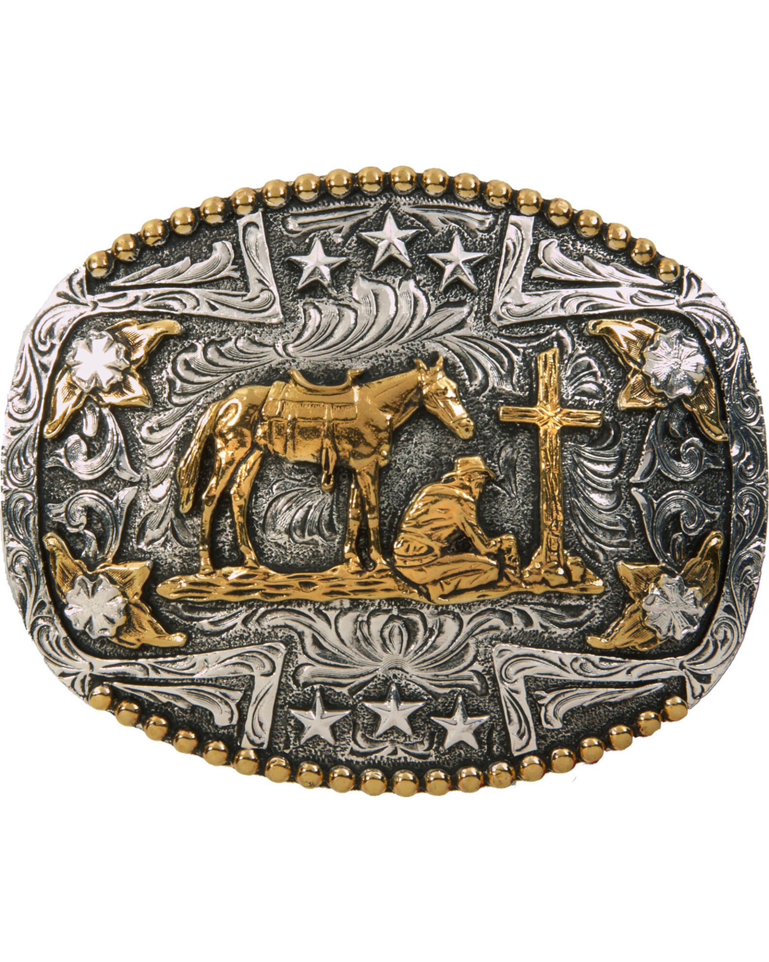AndWest Men s Oval Praying Cowboy Belt Buckle Sheplers