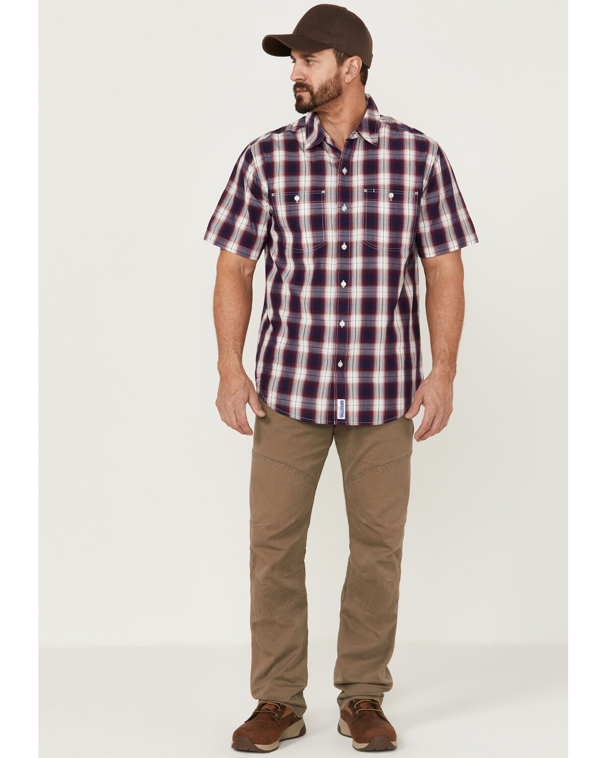 Image #2 - Resistol Men's Atlantis Ombre Plaid Print Short Sleeve Button Down Western Shirt, Navy, hi-res