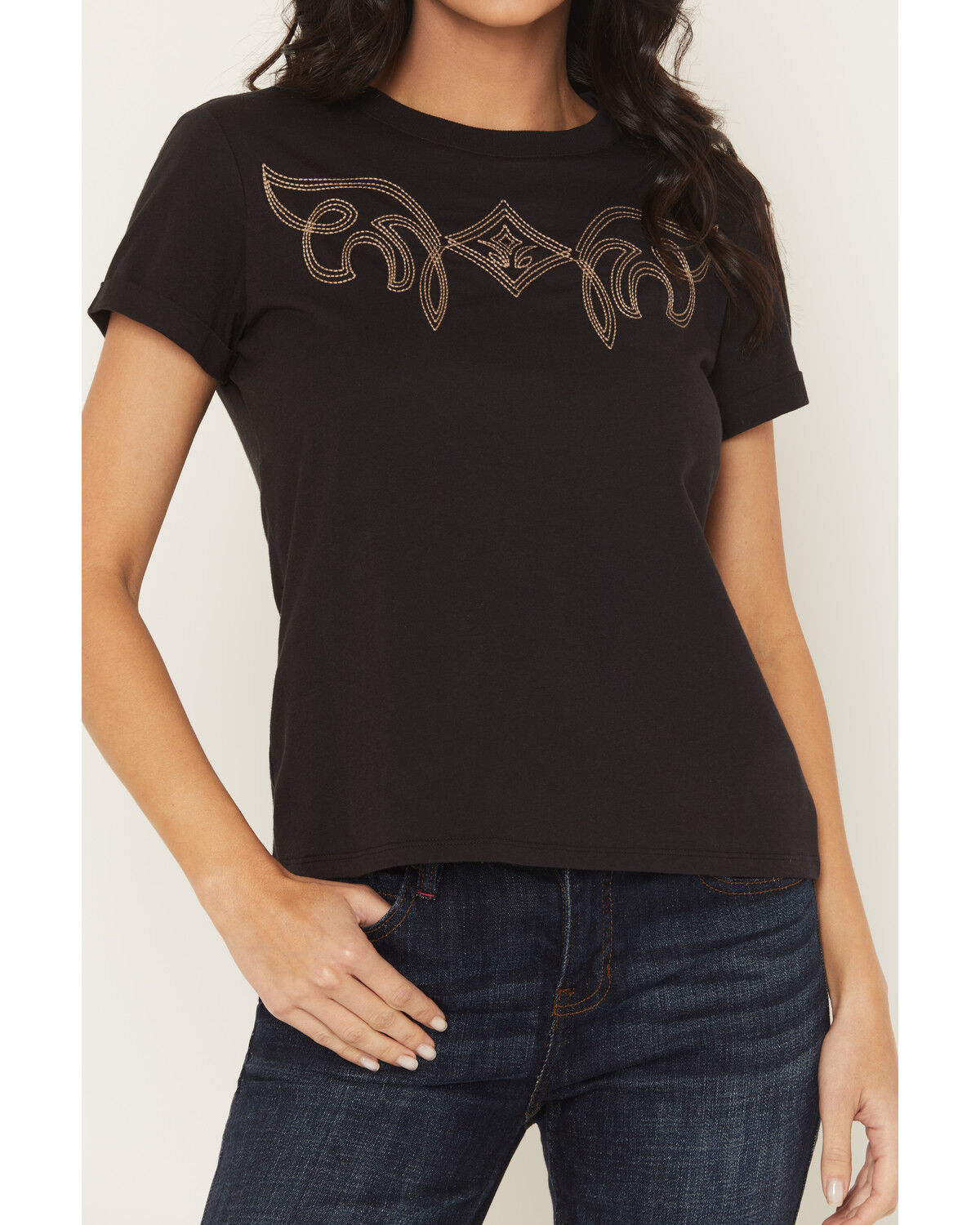 Image #3 - Idyllwind Women's Warren Boot Stitch Short Sleeve Tee, Black, hi-res