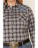 Rough Stock by Panhandle Women's West Bourne Ombre Plaid Long Sleeve Western Shirt - Plus, Black, hi-res