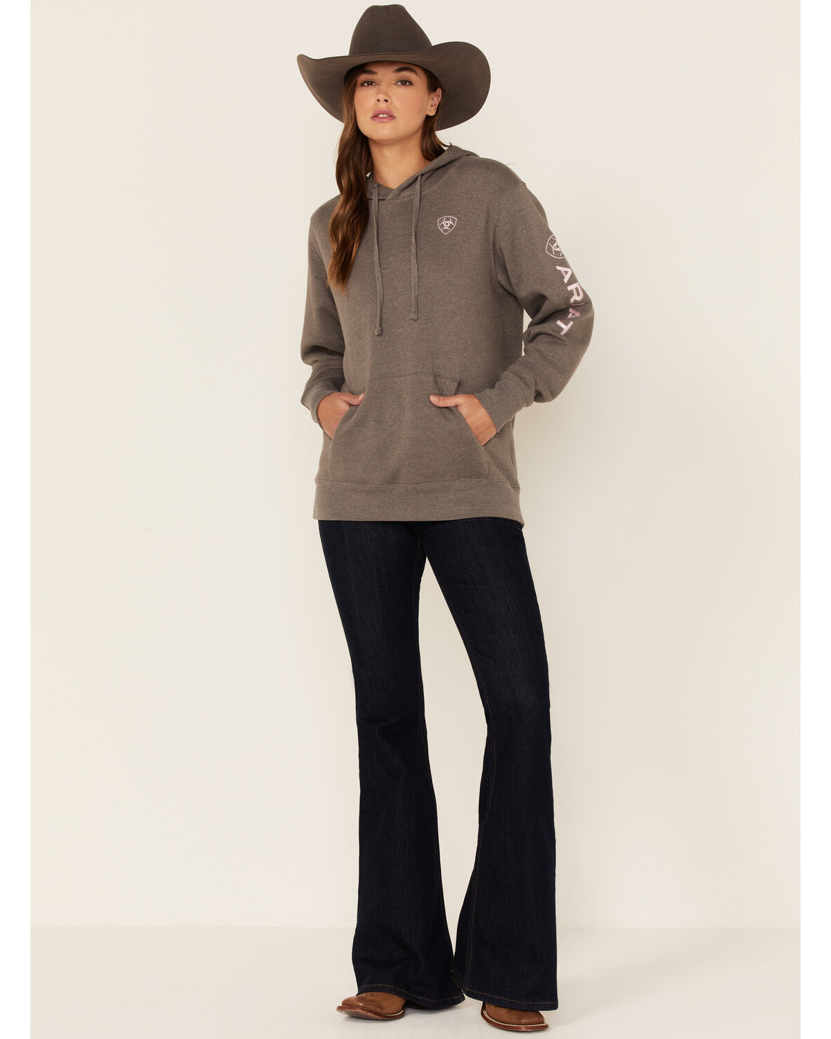 Image #4 - Ariat Women's Boot Barn Exclusive Logo Hoodie, Charcoal, hi-res