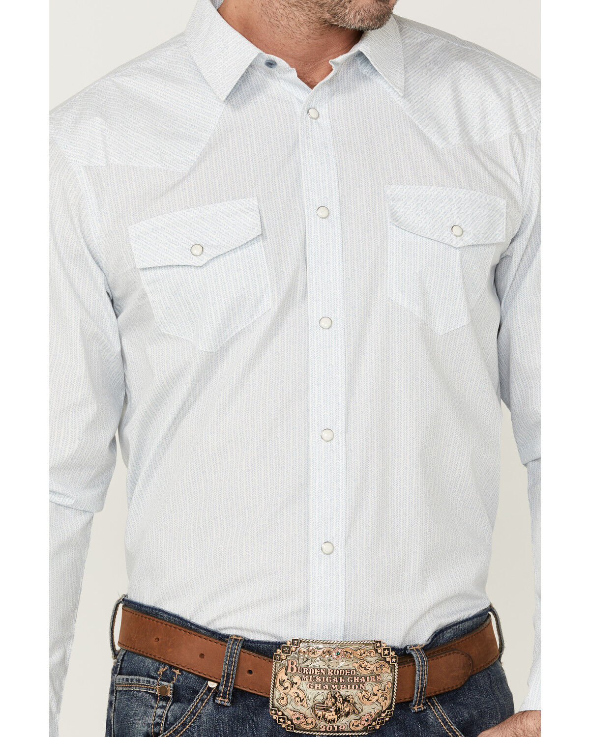 Image #3 - Gibson Men's Fine Vine Stripe Long Sleeve Snap Western Shirt, Cream, hi-res