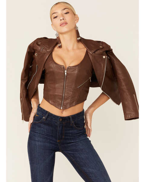 Image #1 - Understated Leather Women's Slick Leather Moto Jacket, , hi-res