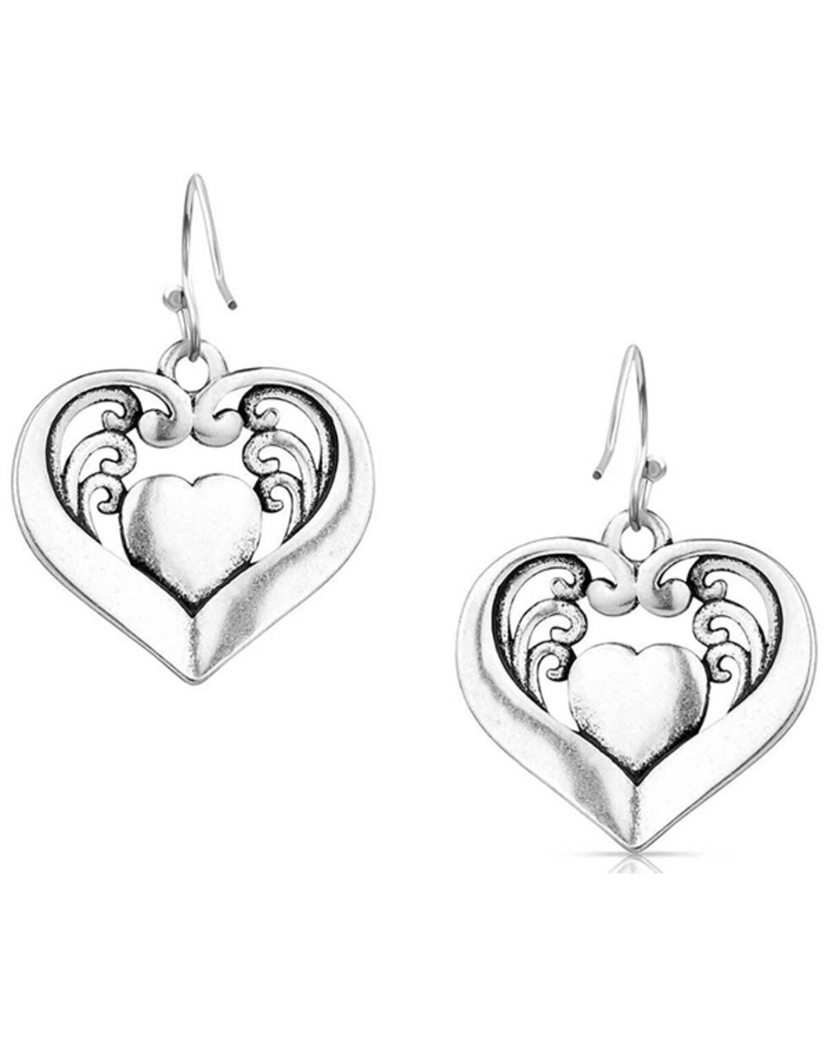Image #2 - Montana Silversmiths Women's Fierce Hearts Earrings, Silver, hi-res