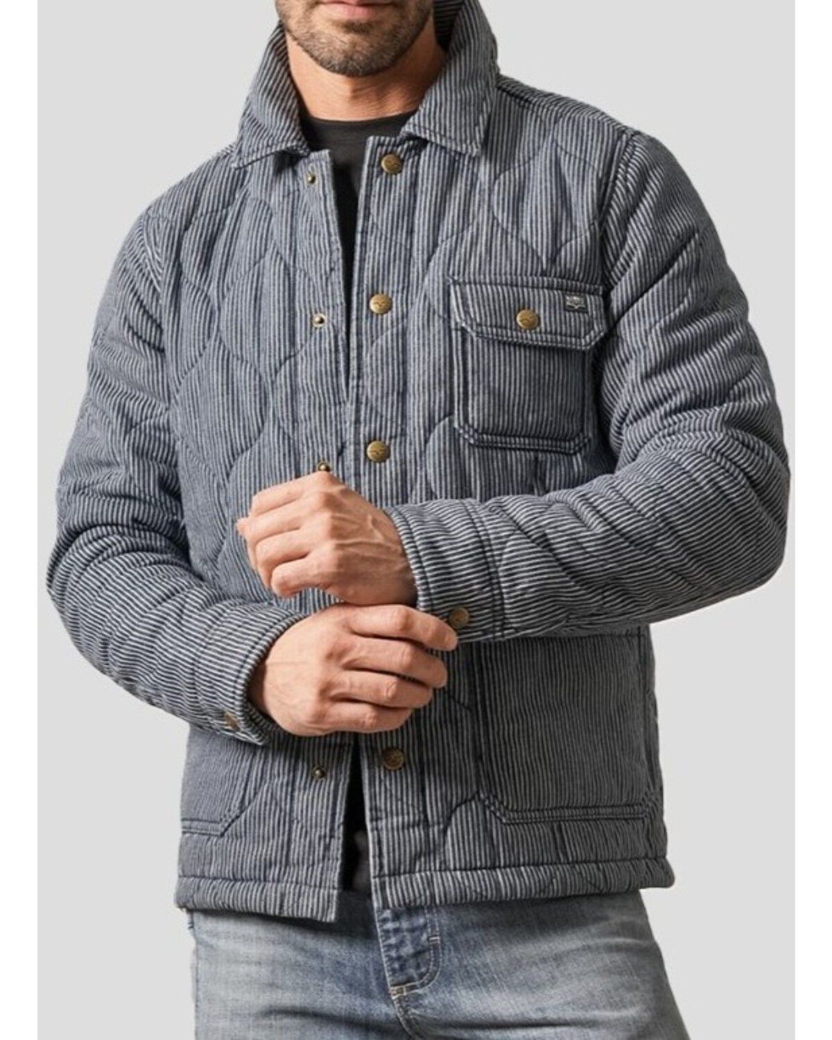 Image #1 - Kimes Ranch Men's Buster Quilted Striped Chore Jacket, Indigo, hi-res