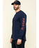 Image #3 - Hawx Men's Navy Sleeve Logo Long Sleeve Work T-Shirt - Tall, Navy, hi-res