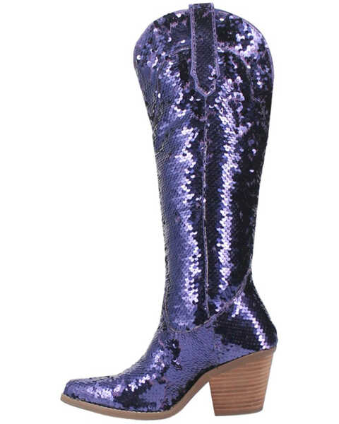 Image #3 - Dingo Women's Sequin Dance Hall Queen Tall Western Boots - Snip Toe , Purple, hi-res