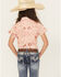 Image #4 - Shyanne Girls' Conversational Print Fringe Short Sleeve Snap Stretch Western Shirt, Light Pink, hi-res