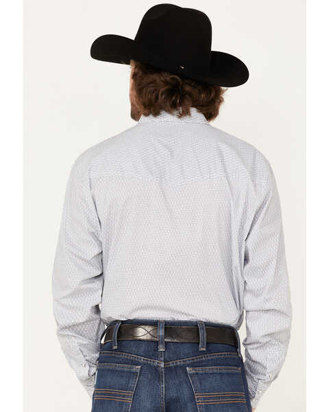 Wrangler Men's 20X Performance Geo Print Long Sleeve Western Snap Shirt, Grey, hi-res