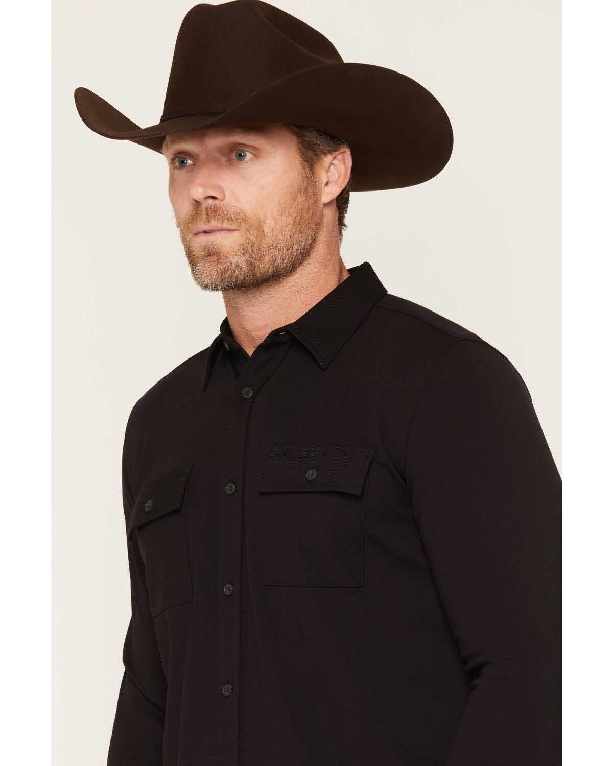 Image #2 - Cody James Men's Westley Solid Long Sleeve Button-Down Stretch Western Shirt, Black, hi-res