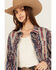Image #2 - Shyanne Women's Southwestern Striped Long Sleeve Concho Snap Western Shirt, Fuchsia, hi-res