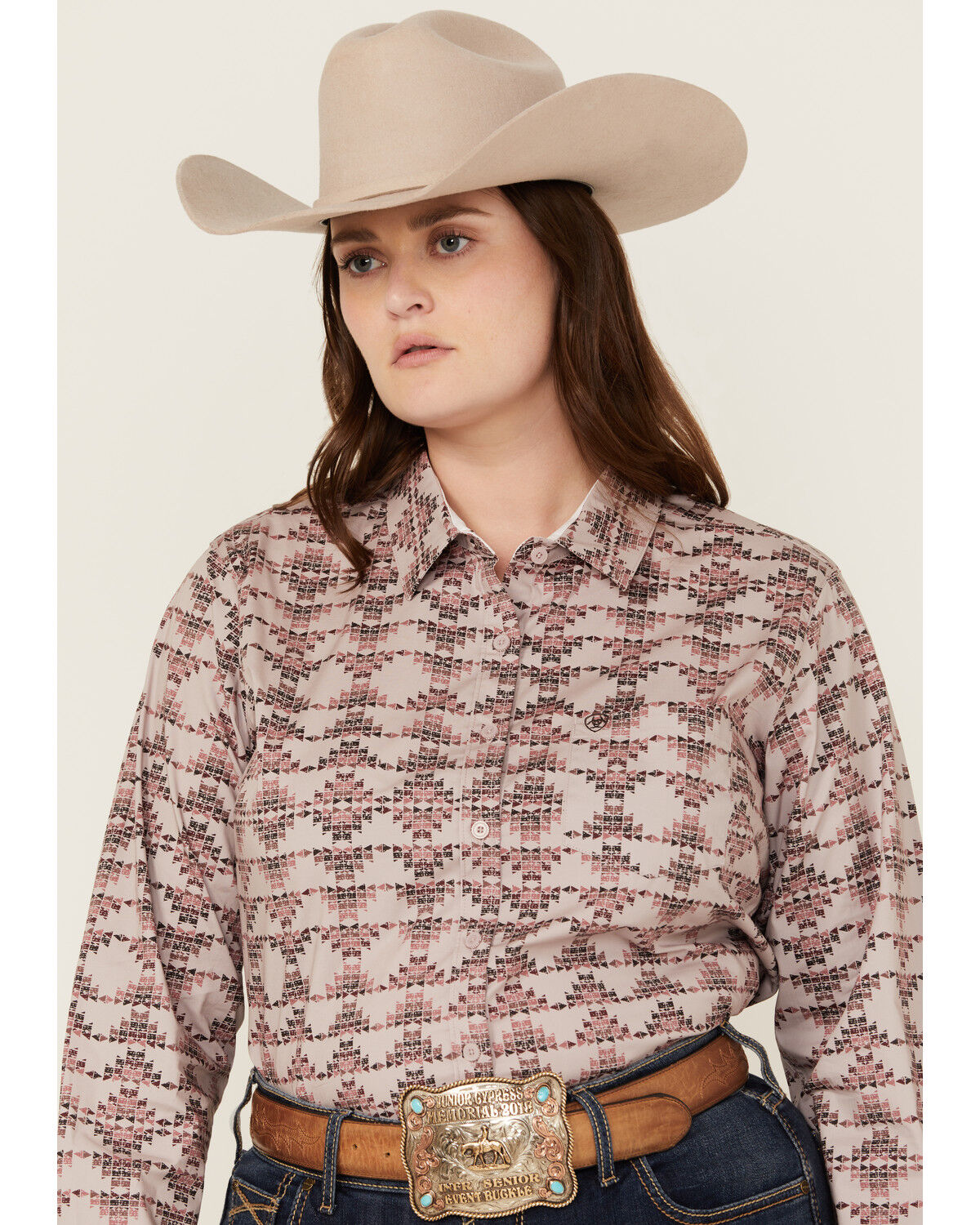 Image #2 - Ariat Women's Kirby Southwestern Print Long Sleeve Button-Down Stretch Western Shirt - Plus, Multi, hi-res