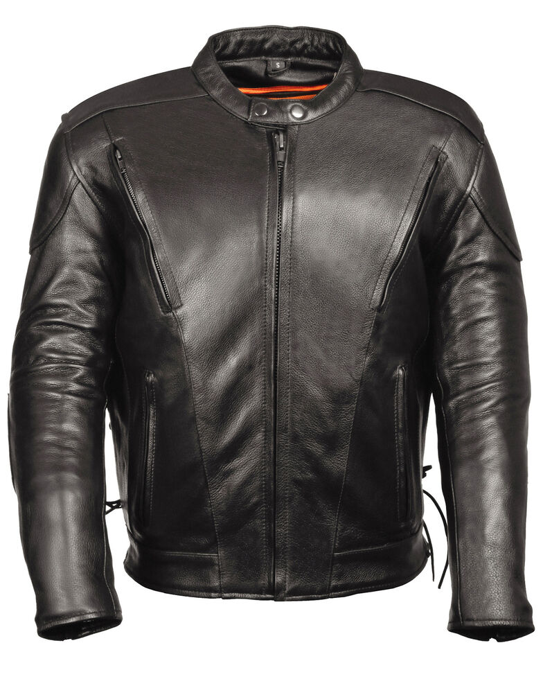 Milwaukee Leather Men's Side Lace Vented Scooter Jacket - 4X, Black, hi-res