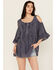 Image #1 - Gunit Women's Floral Embroidered Cold Shoulder Long Sleeve Shirt, Grey, hi-res