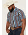 Image #2 - RANK 45&reg; Men's Rodeo Tech 2.0 Striped Print Short Sleeve Stretch Performance Shirt, Blue, hi-res