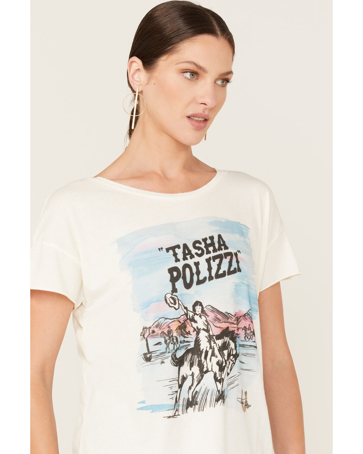 Image #2 - Tasha Polizzi Women's Title Watercolor Desert Scene Short Sleeve Graphic Tee, Ivory, hi-res