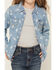 Image #3 - Wrangler Girls' Conversation Print Long Sleeve Snap Denim Western Shirt, Blue, hi-res