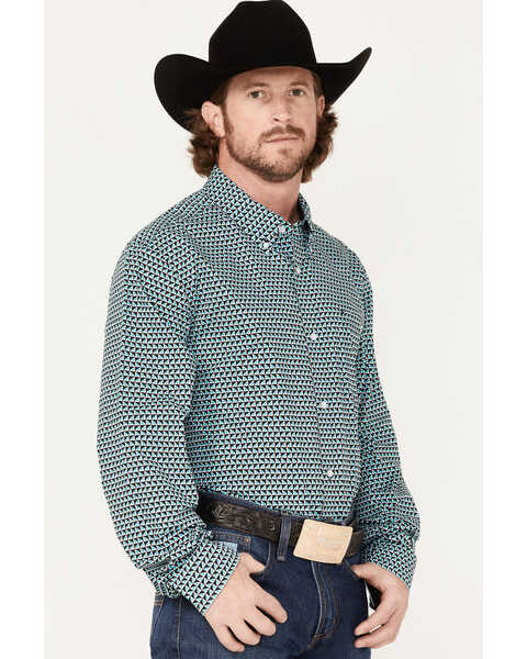 Image #2 - RANK 45® Men's Colt Geo Print Long Sleeve Button-Down Western Shirt , White, hi-res