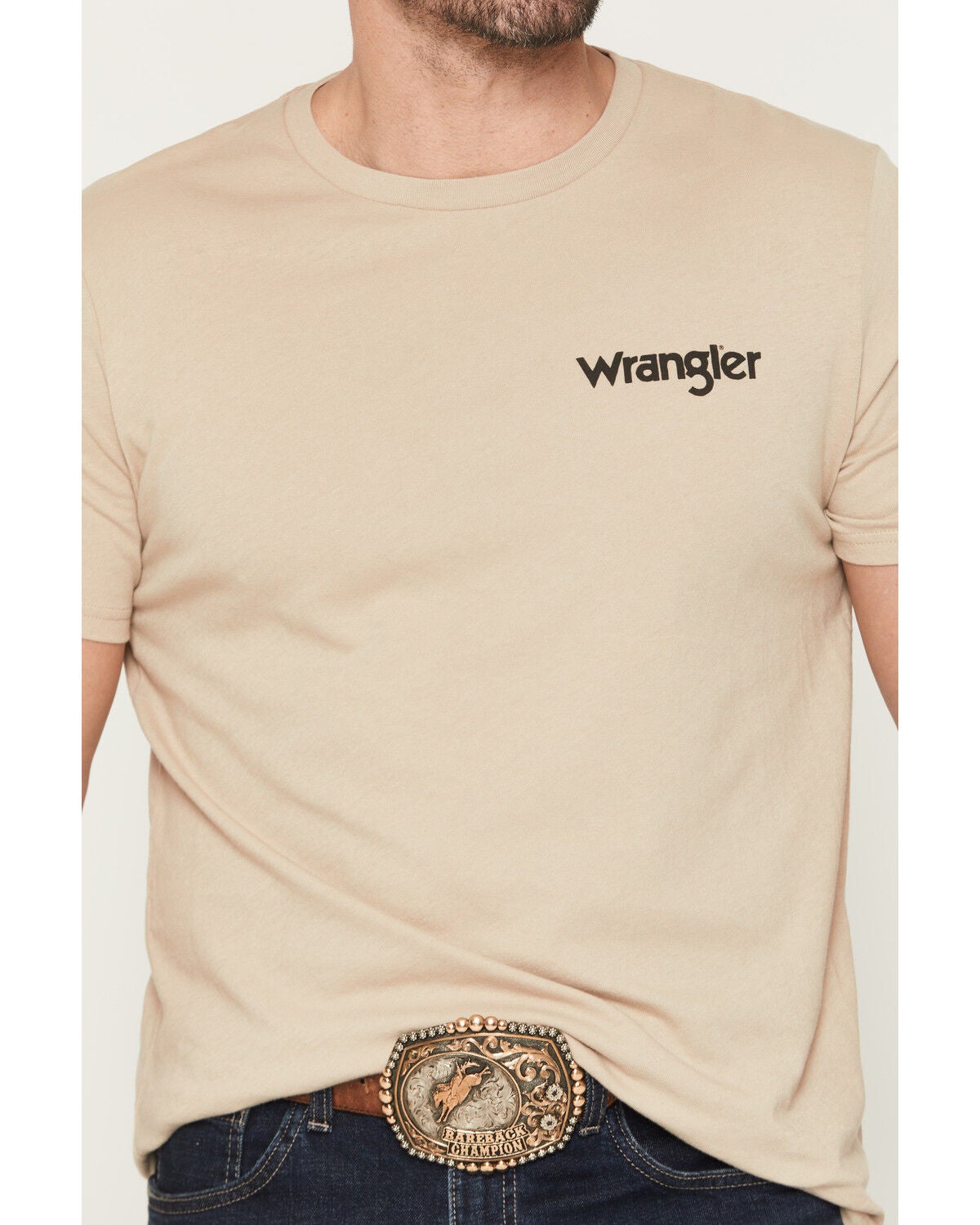 Image #3 - Wrangler Men's Boot Barn Exclusive Steerhead Short Sleeve Graphic T-Shirt, Off White, hi-res