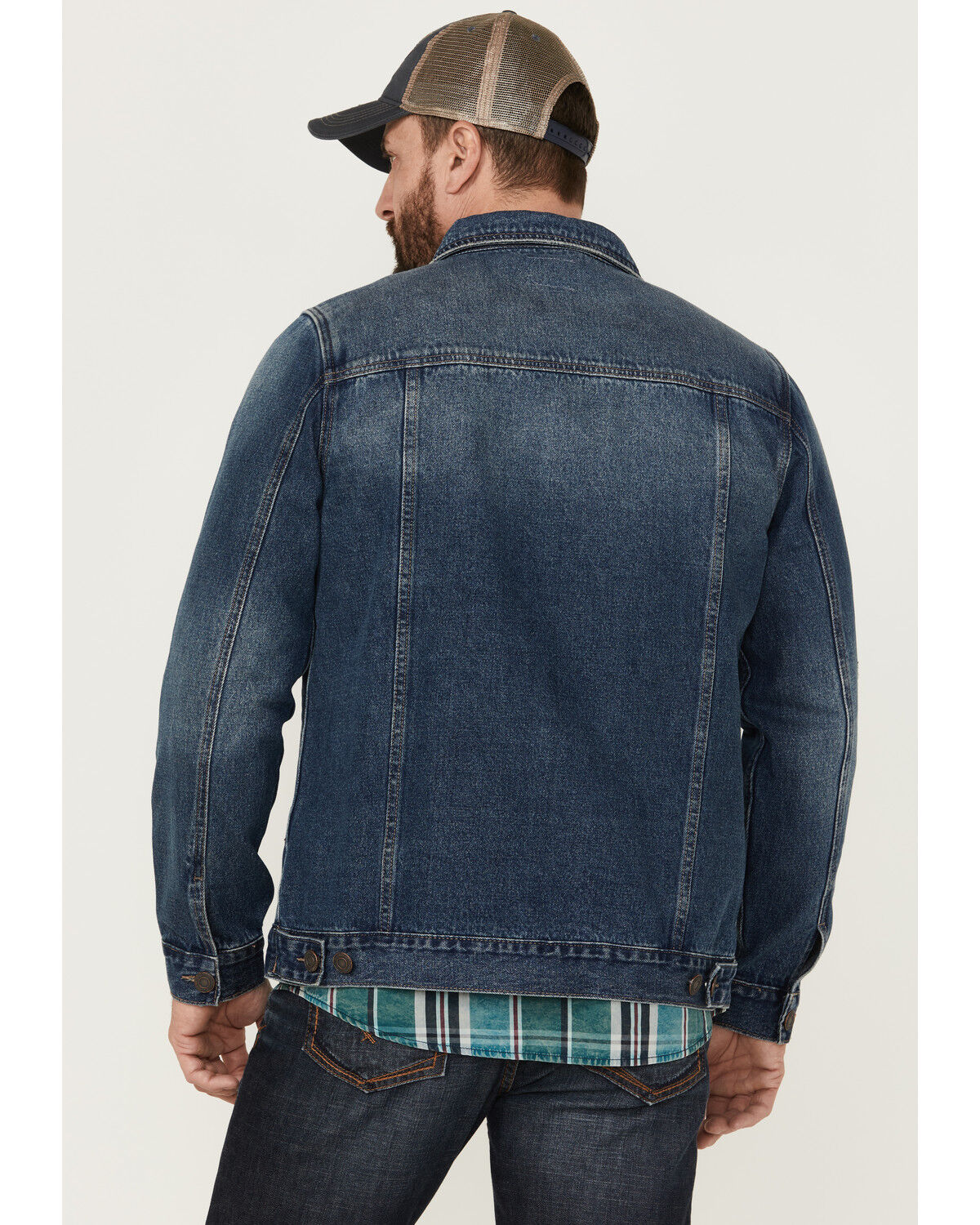 Image #4 - Moonshine Spirit Men's Dark Wash Button-Front Unlined Denim Trucker Jacket, Dark Wash, hi-res