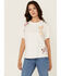 Image #1 - Blue B Women's Western Motif Short Sleeve Graphic Tee, White, hi-res
