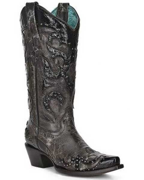 Corral Women's Embellished Western Boots - Snip Toe, Black, hi-res