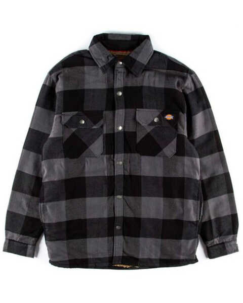 Dickies Men's Hyrdoshield Flannel High Pile Sleeve Shirt Jacket, Charcoal, hi-res