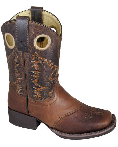 Smoky Mountain Boys' Luke Leather Western Boots - Square Toe, Brown, hi-res