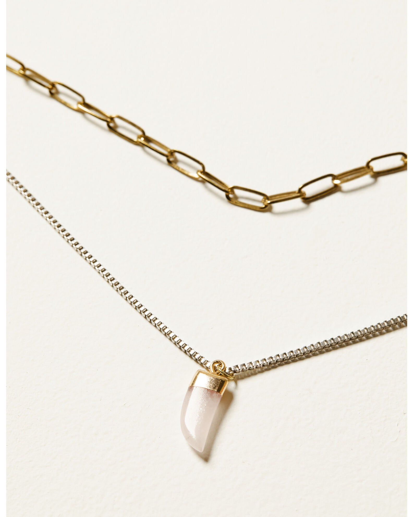 Shyanne Women's Saber Tooth Pendant Mixed Metal Doublestrand Chain