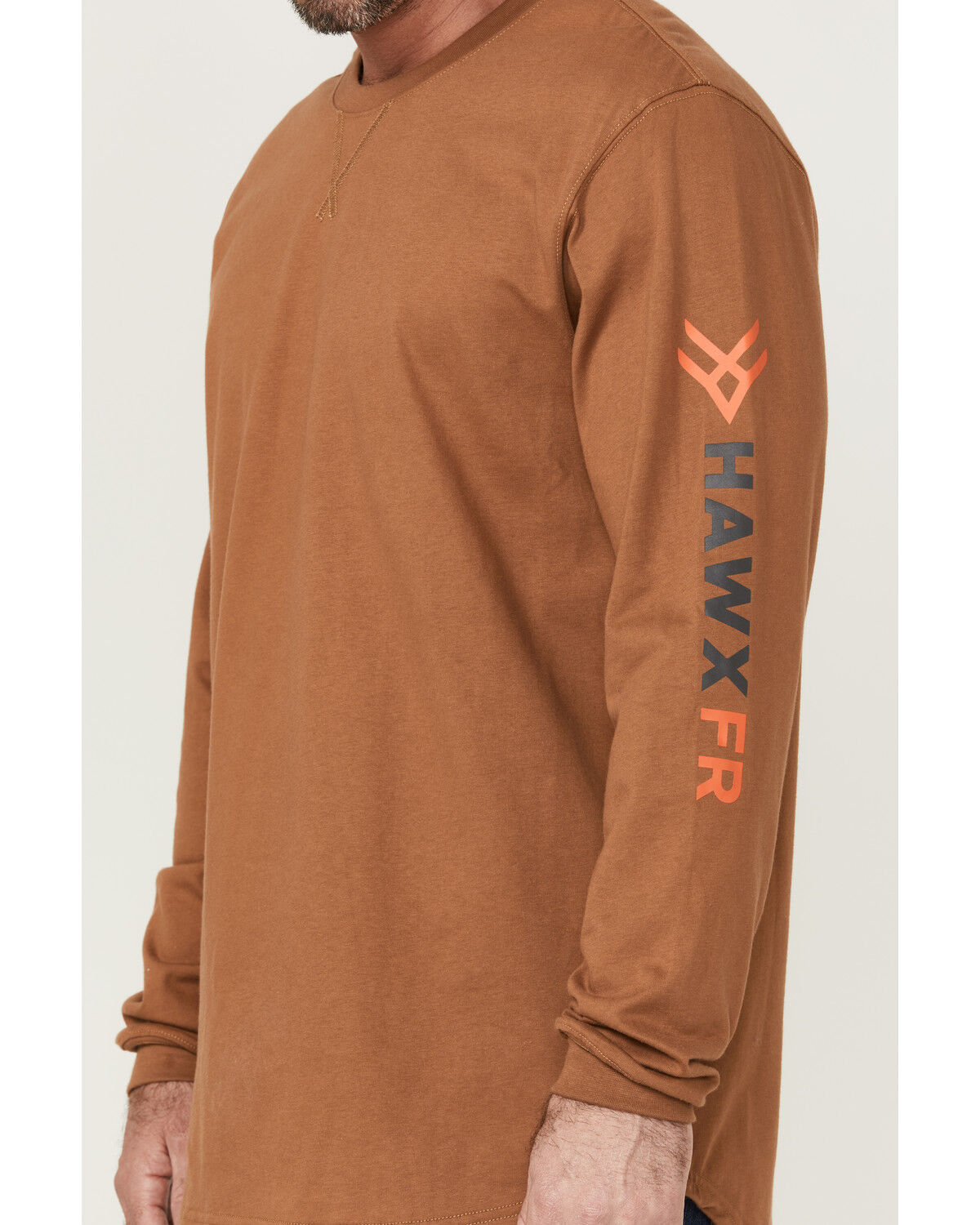 Image #3 - Hawx Men's FR Logo Long Sleeve Work T-Shirt, Russett, hi-res