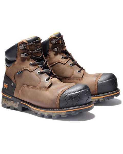 Image #1 - Timberland Men's 6" Boondock Waterproof Work Boots - Composite Toe , Brown, hi-res