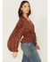 Image #2 - Jen's Pirate Booty Women's Floral Print Long Sleeve Wildflower Tarot Top, Rust Copper, hi-res