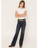 Image #1 - Wrangler Girls' Dark Wash Bespoke Trouser Stretch Denim Jeans, Dark Wash, hi-res