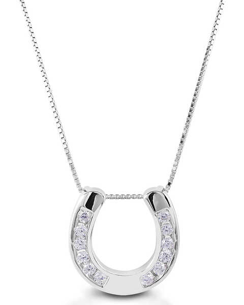 Image #1 - Kelly Herd Women's Large Horseshoe Pendant Necklace , Silver, hi-res