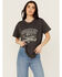 Image #1 - Blended Women's Cowboy Embroidered Graphic T-Shirt, Black, hi-res