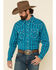 Wrangler 20X Men's Advanced Comfort Plaid Long Sleeve Western Shirt , Blue, hi-res